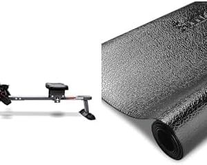 Sunny Health & Fitness Smart Obsidian Surge 500m Water Rowing Machine SF-RW5713SMART + Home Gym Foam Floor Protector Mat