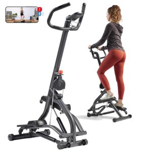 Sunny Health & Fitness Stair Stepper w/Handlebar, Extended Step Range Machine for Climbing Exercise, Compact, Height-Adjustable, Low-Impact & Free SunnyFit® App Enhanced...