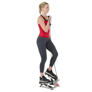 Sunny Health & Fitness Total Body 2-in-1 Stepper Machine, Total Body Workout, Adjustable Hydraulic, Resistance Bands, Non-Slip Pedals w Optional Free SunnyFit App Enhanced...