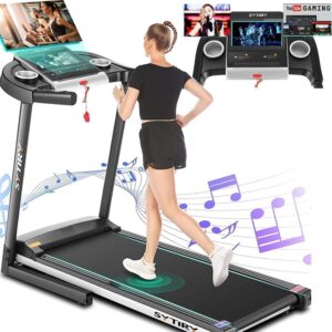 SYTIRY Treadmills for Home with TV Screen and WiFi,Smart Folding Treadmill Machine,3D Virtual Sports Scene,HiFi Speakers,Popular APP for Social Networking, Video, and...