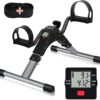 TABEKE Under Desk Bike Pedal Exerciser, Fully Assembled Folding Pedal Exerciser for Arm and Leg Workout, Portable Sitting Desk Cycle with LCD Screen Displays