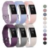 Tobfit 6 PACK Sport Bands Compatible with Fitbit Charge 2 Bands for Women Men, Soft Silicone Waterproof Straps Replacement Wristbands for Fitbit Charge 2 / Charge 2 HR Fitness...