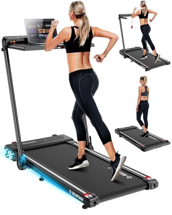 Treadmill Walking Pad with Incline, 3 in 1 Foldable Treadmill with Removable Desk Workstation, Under Desk Compact Walking Treadmills for Home Small Office with Wristband Remote...