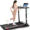 Treadmill with Desk Workstation & Adjustable Height, 300 LBS Weight Capacity, Folding Treadmill with Incline, Bluetooth Speaker & App, Portable Walking Pad Treadmill with...