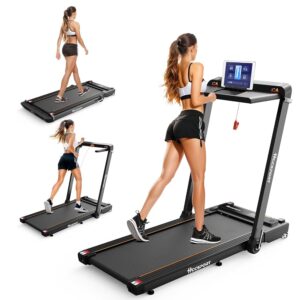 Treadmill with Incline, 3 in 1 Under Desk Treadmill Walking Pad with Removable Desk Workstation 3.5HP Foldable Compact Walking Treadmill for Home Small Office with Wristband...