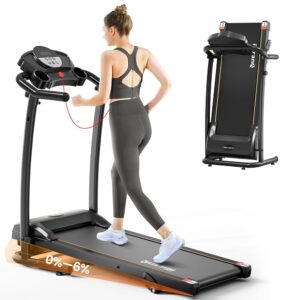 Treadmill with Incline, 3.0HP Foldable Treadmill for Home Office Small Space Portable Walking Treadmill 240 Lbs with 12 Preset PROG, LED Display, Speaker and Cup Holder