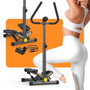 Twist Stepper with Resistance Bands, Stepper Machine with 300LBS Weight Capacity, Mini Stepper for Full Body Workout, Adjustable Step Height, Smooth and Quiet, Stepper for...