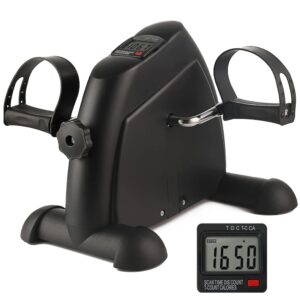 Under Desk Bike Pedal Exerciser - Portable Mini Exercise Bike Desk Cycle for Legs/Arms Exercise, Foot Pedal Exerciser for Seniors with LCD Screen Display