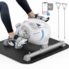 Under Desk Bike Pedal Exerciser, Quiet Magnetic Mini Exercise Bike with MERACH App for Arm, Leg Recovery, Physical Therapy, Smooth Foot Desk Cycle with 2 Resistance Bands &...