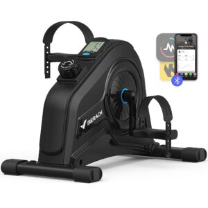 Under Desk Bike Pedal Exerciser, Quiet Magnetic Mini Exercise Bike with MERACH App for Arm, Leg Recovery, Physical Therapy, Smooth Foot Desk Cycle with 2 Resistance Bands &...