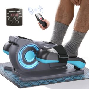 Under Desk Elliptical Machine, Electric Ellipse Leg Exerciser with Remote Control, Quiet & Fully Assembled Seated Pedal Exerciser with Adjustable Speed & Non-Slip Mat & Foot...
