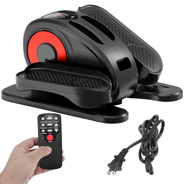 Under Desk Elliptical Machine, Mini Ellipse Leg Exerciser Electric Seated Pedal Fully Assembled Quiet Compact for Seniors Portable Stepper with Remote Control for Home