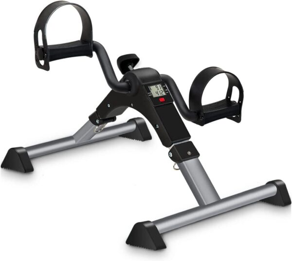 Under Desk Exercise Bike Pedal Exerciser, Fully Assembled Pedal Exerciser for Seniors, Foldable Mini Exercise Bike for Office Fitness with LCD Display, Peddler Exerciser for Arm...