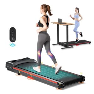 Under Desk Treadmill, Mini Treadmill Portable Walking Pad with Remote Control LED Display Wheels Walking Pad for Small Spaces in Home Office Appartment