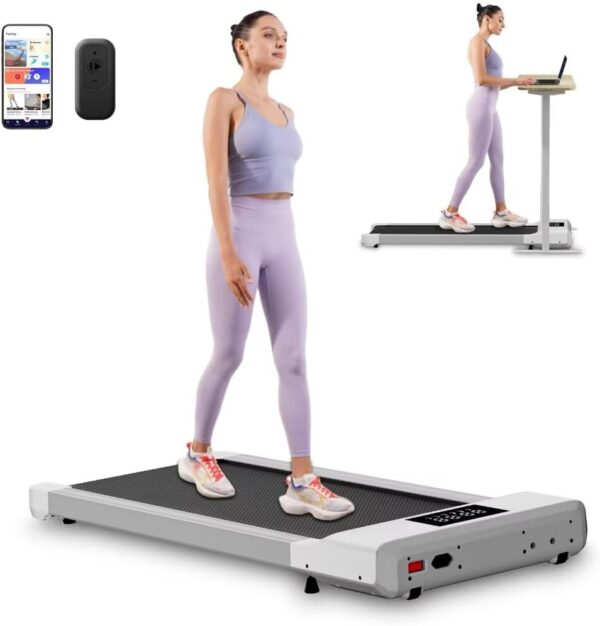 Under Desk Treadmill, Smart 2-in-1 Walking Pad for Walking and Jogging, Portable 2.5HP Low-Noise Treadmill with Remote & App Control, 300lbs Capacity