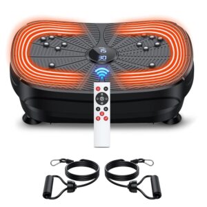 Vibration Plate Exercise Machine, PBYRD Portable Full Body Vibration Platform for Lymphatic Drainage, 9 Preset Auto Mode, Fitness Board for Weight Loss Shaping, with Resistance...