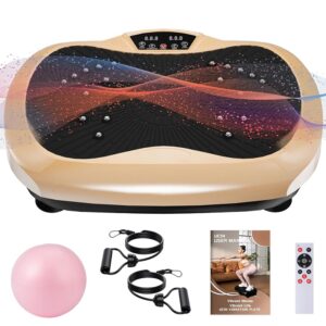 Vibration Plate Exercise Machine, Vibration Plate for Lymphatic Drainage, Vibration Plate 330lbs Capacity, Home Gym Fitness Exercise Equipment w/Pilates Ball, Resistance Bands
