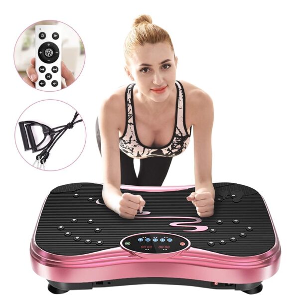 Vibration Plate Exercise Machine Whole Body Workout Vibration Fitness Platform for Home Fitness & Weight Loss + Remote + Loop Resistance Bands, 999 Levels