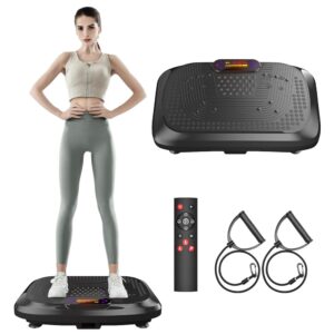 Vibration Plate Exercise Machine with Bands,Whole Body Workout Vibration Fitness Platform for Weight Loss,Shaping,Lymphatic Drainage,Toning Wellness