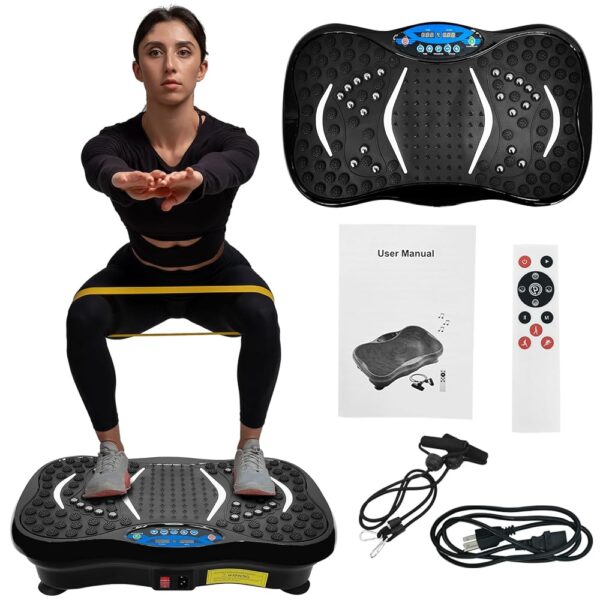 Vibration Plate Exercise Machine with Remote Control, Whole Body Workout Vibration Platform , Lymphatic Drainage Machine for Weight Loss Shaping Toning Wellness Home Gyms Workout