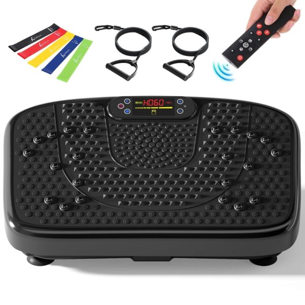 Vibration Plate Exercise Machine with Resistance Bands for Working Out,SoftGym Power Waver Vibration Plate Platform for Foot Massage, Waver Vibration Plate 400 Lbs with Exercise...