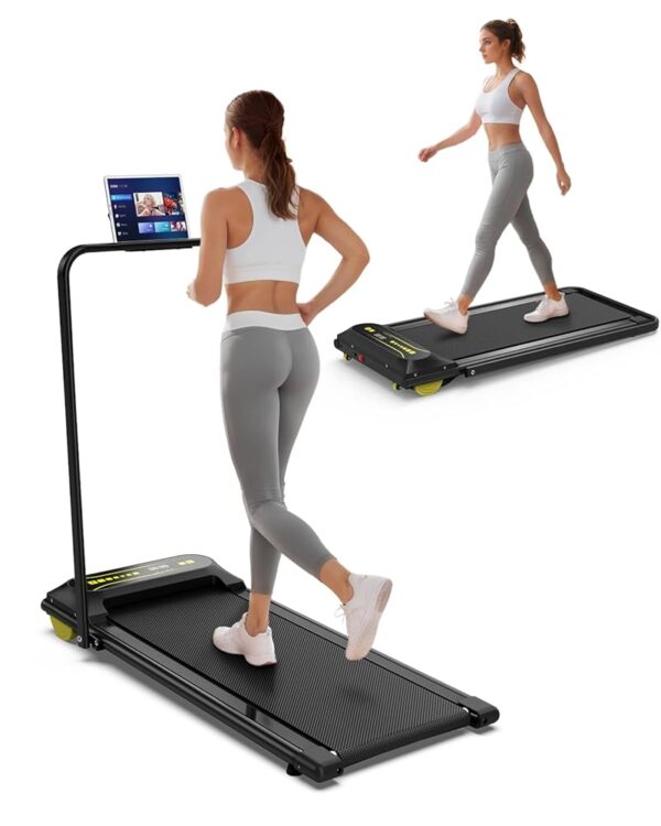 Walking Pad Foldable Treadmill, Walking Pad with Handle Bar, 2 in 1 Folding Treadmills Under Desk Treadmill, 2.5HP Portable Treadmill for Home Small and Office with Remote...