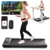 Walking Pad Treadmill, Mini Under Desk Treadmill with 300 Lb Capacity, 2.5 HP Quiet Walking Treadmill for Home Office, Portable Walking Pad with Smart APP, Remote Control, LED...