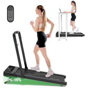 Walking Pad Treadmill with 15% 9° 8 Level Auto Incline, 2-in-1 Under Desk Foldable Treadmill w/Remote Control, 12 HIIT Mode, 265 Lbs, 7.6 MPH Max, Portable Mini Treadmill for...