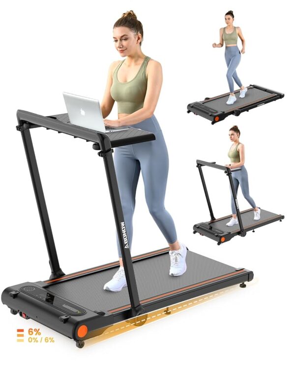 Walking Pad Treadmill with Incline, 3 in 1 Foldable Treadmill with Removable Desk, Install Free Under Desk Treadmill, 3.5HP Powerful Walking Pad for Home Office with Remote Control