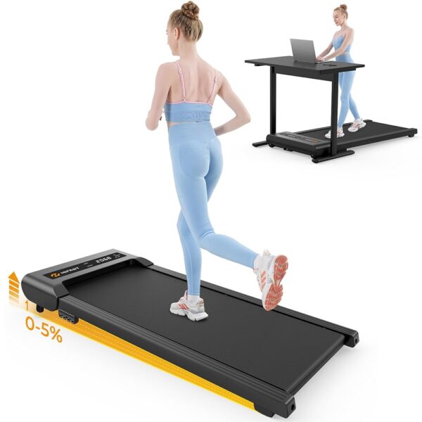 Walking Pad, Under Desk Treadmill with Incline, 300 Lbs Capacity Portable Treadmill for Home Office, 2 in 1 Mini Desk Treadmill with Remote Control, LED Display