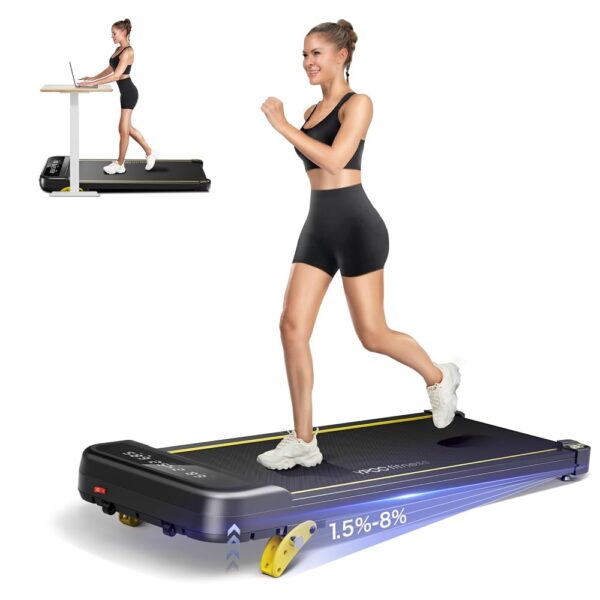 Walking Pad with Incline, Under Desk Treadmill with Incline Up to 8%, 2.5HP Portable Treadmill with Remote Control, Compact Treadmill 300lb Capacity, Incline Walking Pad in LED...