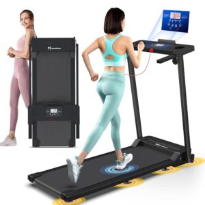 Walking Treadmill Pad, Portable Desk Treadmills for Home Small, Foldable Mini Treadmill with Handle Bar, Office 300 lb Cap for Small Spaces, Folding Compact Treadmills for Home...