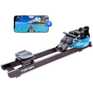 Water Rowing Machine for Home Use, Solid Wood Rower Machine with Upgraded Handle and Adjustable Footpad, TM3 Dedicated Monitor & Bluetooth Connection