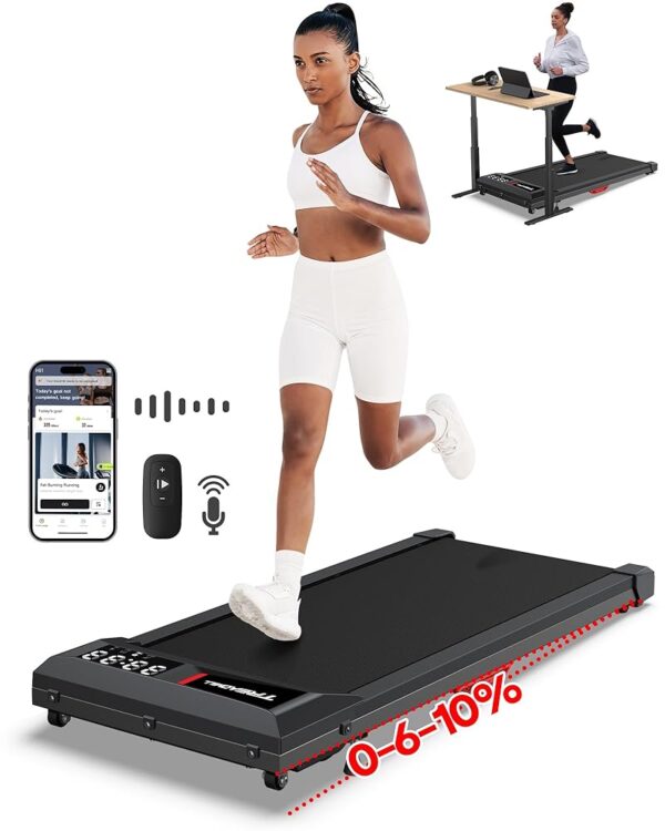WELLFIT 10%/12% Incline Walking Pad Treadmill,340+ lbs Capacity & Voice Controlled,3.0HP Low Noise Standing Under Desk Treadmills for Apartment Office Home,Works with Apps &...