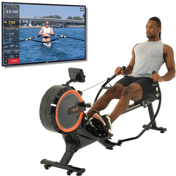 Women's Health Men's Health Women’s Health Men’s Health Bluetooth Dual Handle Rower Rowing Machine with MyCloudFitness App (1678), Black