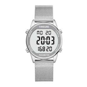 Women's Step Counter Pedometer Watch with Stainless Steel Bracelet, Stylish Design, No App, No Charging Needed for Step, Calorie, Distance, Alarm, Countdown Timer，TU-2401