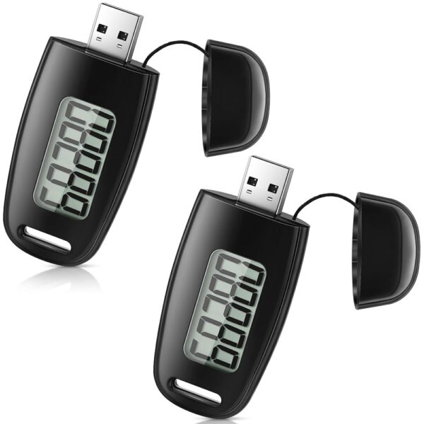 Xuhal 2 Pcs 3D Pedometer for Walking Step Counter USB Rechargeable Pocket Step Tracker with Removable Clip Lanyard Accurately Step Counter for Men Women Seniors Exercise...