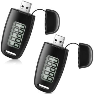 Xuhal 2 Pcs 3D Pedometer for Walking Step Counter USB Rechargeable Pocket Step Tracker with Removable Clip Lanyard Accurately Step Counter for Men Women Seniors Exercise...