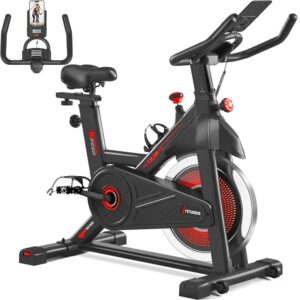 Yaheetech Exercise Bike Stationary Bikes for Home Indoor Workout Bike Cardio Equipment for Home Gym with Flywheel, Adjustable Resistance, Seat Cushion and LCD Display, 300lb...