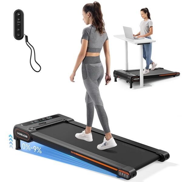 YOSUDA Walking Pad Treadmills with Auto Incline, 9% Incline Tredamills Under Desk with 300LBS Weight Capacity & 3 Adjustable Slopes