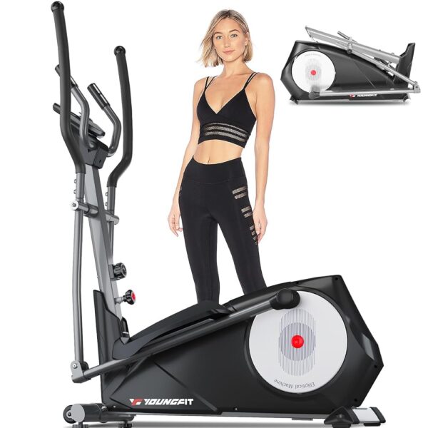 YOUNGFIT Elliptical Machine, 95% Pre-Installed Cross Trainer with Hyper-Quiet Magnetic Driving System, 22 Resistance Levels Home Gym Eliptical Exercise Machine Workout Equipment...