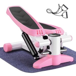 ZENOVA Steppers for Exercise at Home Portable Mini Stepper Stair Stepper with Resistance Band and Mat Fitness Stepper for Full Body Cardio Exercise 330lbs Weight Capacity